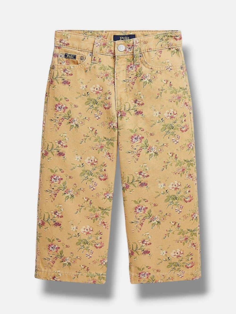 Polo Ralph Lauren Girls' Brown Floral Cropped Pants Size 6